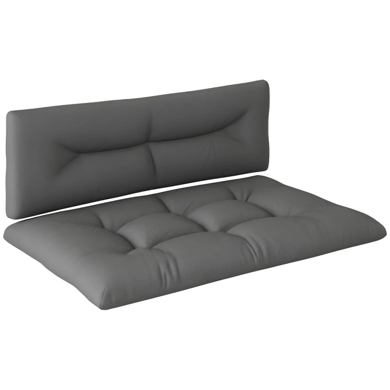 Outsunny 2 Seater Pallet Cushions Outdoor 3.9" Thick Replacement Cushions - Tufted Design for Garden, Patio, Dark Gray