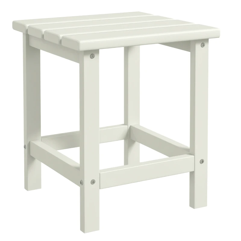 Outsunny Side Table, Square Patio End Table, Weather Resistant 15" Outdoor HDPE Table for Porch, Balcony, White