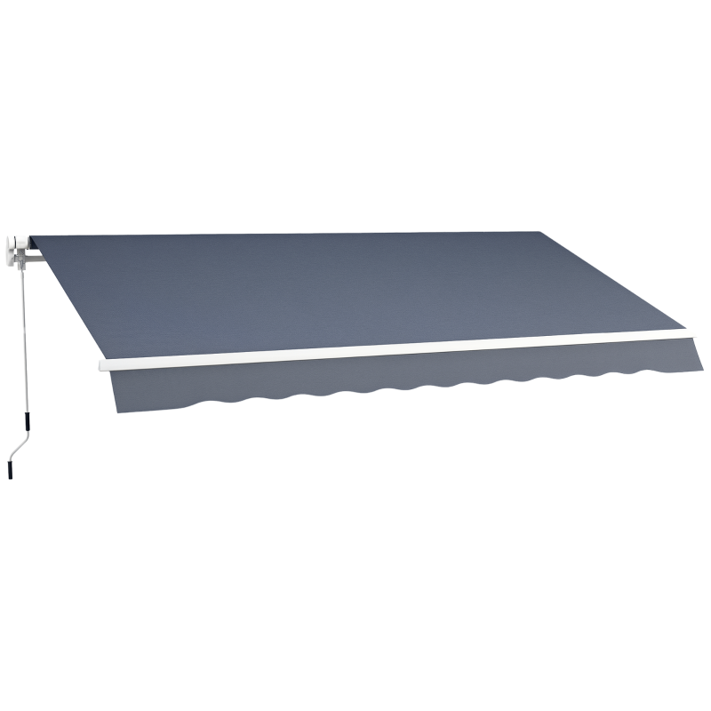 Outsunny 12' x 8' Patio Awning, Canopy Retractable Sun Shade Shelter w/ Manual Crank Handle for Deck, Yard, Dark Gray