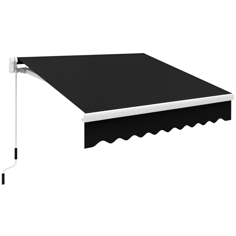 Outsunny 8'x7' Patio Awning Manual Retractable Sun Shade Outdoor Deck Canopy Shelter, Black