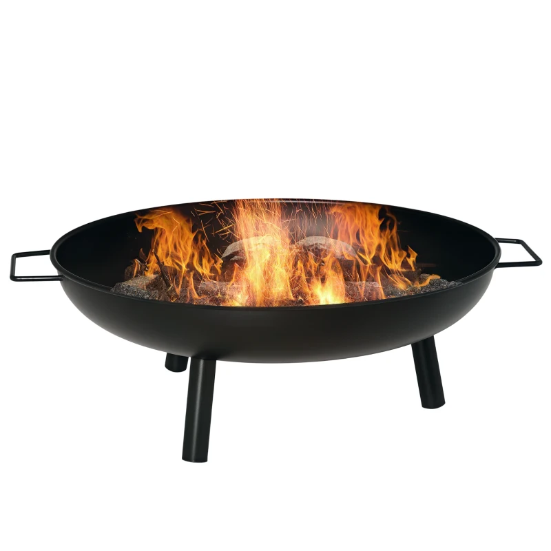 Outsunny 23" Round Outdoor Fire Pit, Portable Firepit Fireplace with Support Legs for Garden, Patio, Camping, Bonfire, Black