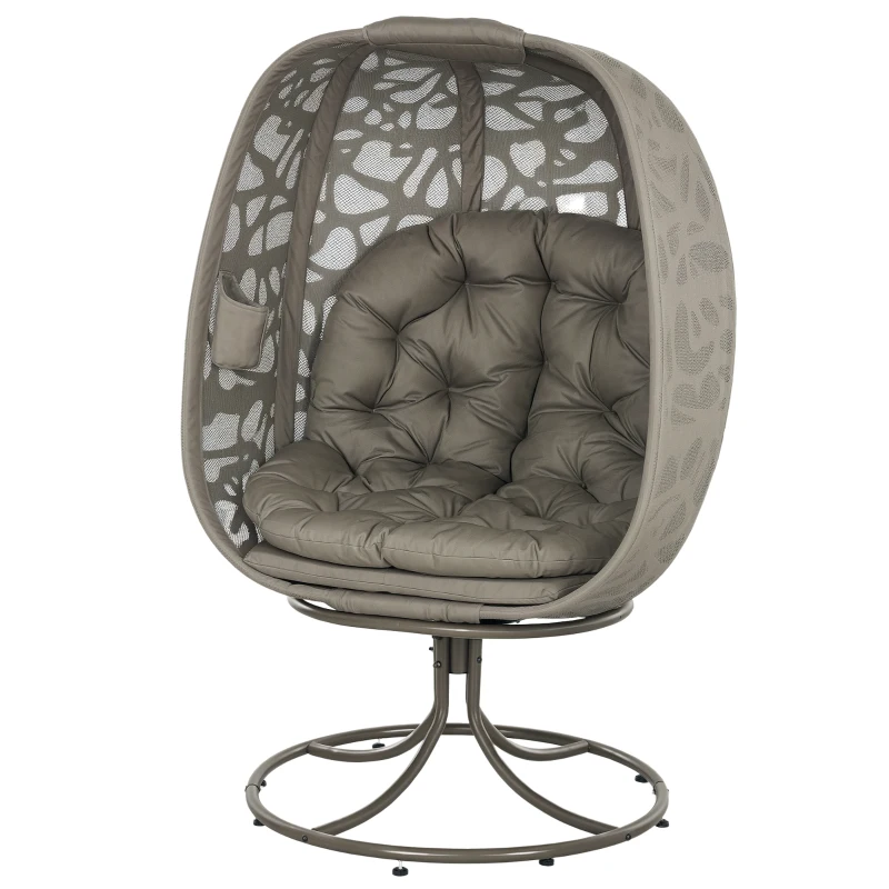 Outsunny Swivel Egg Chair Outdoor, Lounge Chair with Cushions and Foldable Basket Seat for Backyard, Garden and Living Room