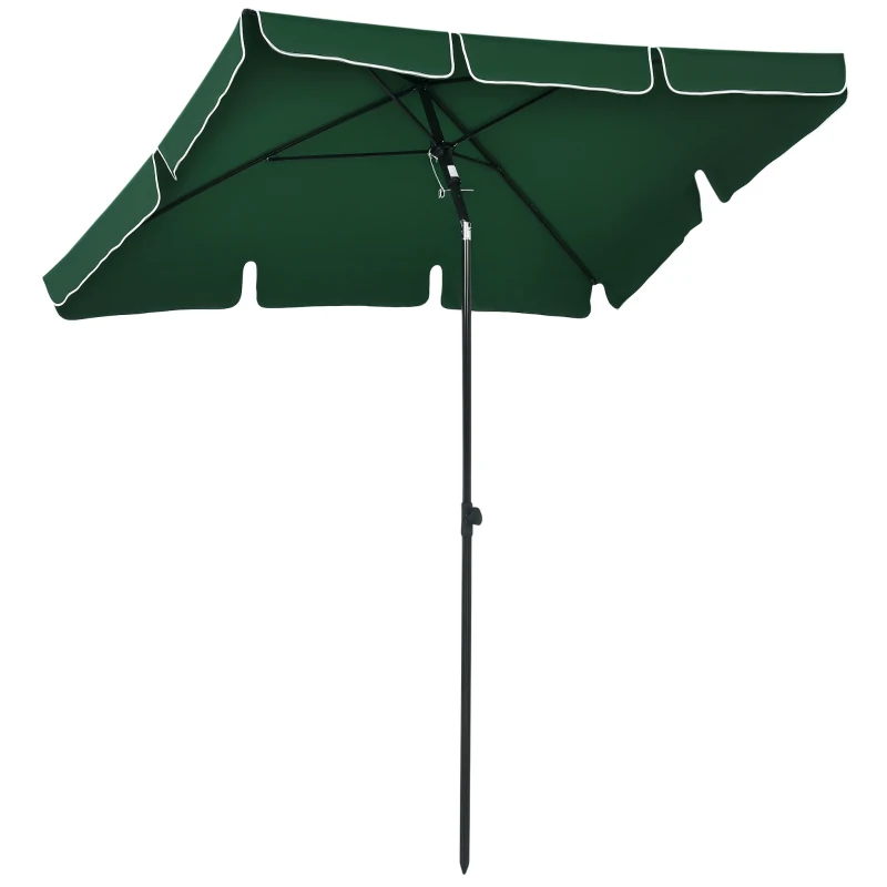 Outsunny 6.5x4ft Rectangle Patio Umbrella Aluminum Tilt Adjustable Garden Parasol Sun Shade Outdoor Canopy Green