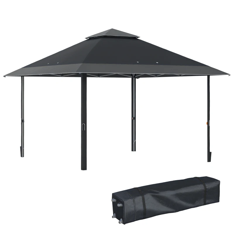 Outsunny 13' x 13' Pop Up Party Tent Outdoor Canopy with Top Vent, 3-Level Adjustable Height, and Roller Bag, Grey