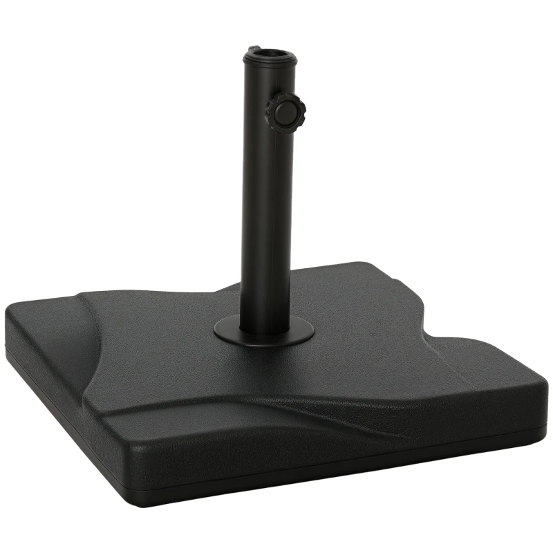 Outsunny 44lbs Square Cement Patio Umbrella Base Stand, Outdoor Garden Parasol Base Umbrella Weight Stand Holder Fits Φ1.3", Φ1.5" and Φ2.0" Pole - Black
