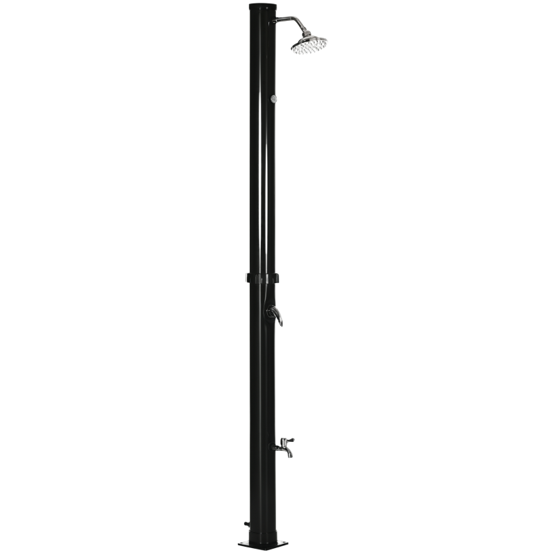 Outsunny 5.3 Gallons Solar Shower with Rotating Rainfall, Temperature Adjustment, 2 Section Outdoor Shower for Backyard, Black