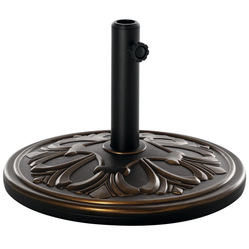 Outsunny 29 lb Heavy Duty Concrete Umbrella Base, 19" Round Parasol Holder for Outdoor, Garden, Backyard, Deck, Bronze