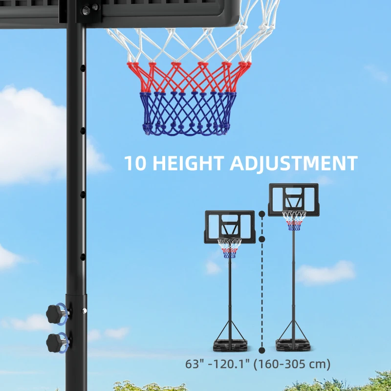 Soozier Basketball Hoop Outdoor, 7.5-10ft Portable Basketball Goal with Wheels and 43" Backboard, for Teenagers Youth Adults