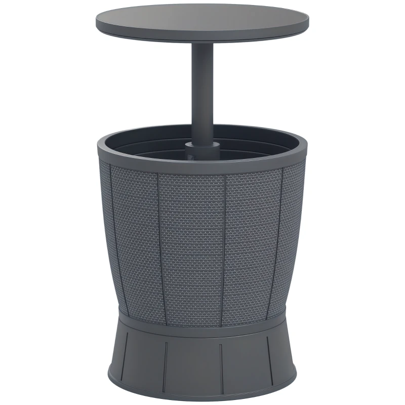 Outsunny 11 Gallon Patio Cooler Side Table, 3-in-1 Outdoor Cool Bar Table with Height Adjustable Top, Drainage Plug, Grey