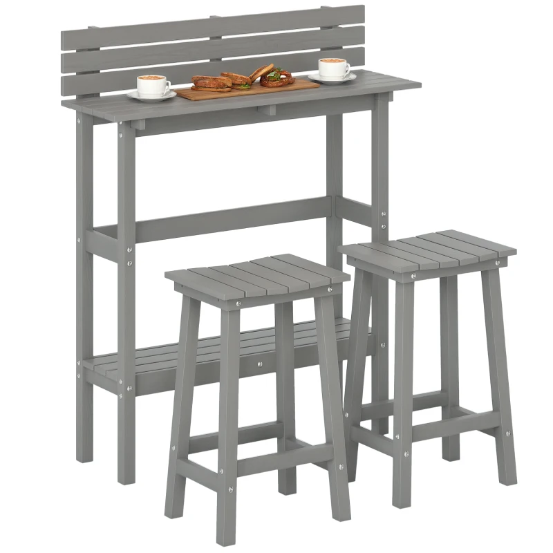 Outsunny 3 Piece Patio Bar Set with 43"H Bar Table and 2 Bar Stools, for Balcony, Backyard, Porch