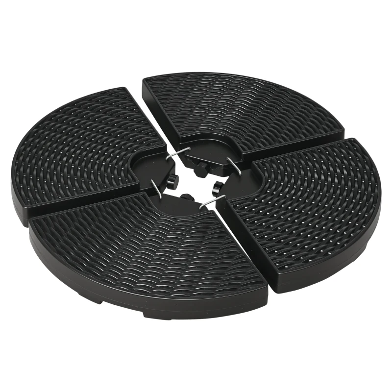 Outsunny 4PCs Cantilever Umbrella Base Weights for Offset Banana Parasol, Wicker Effect HDPE Water or Sand Filled Patio Umbrella Weights with Built-in Handles, Black