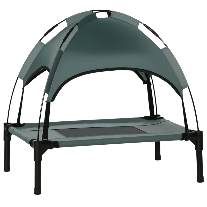 PawHut Elevated Cooling Pet Bed Portable Raised Dog Cot with Canopy for Small-Sized Dogs, Grey