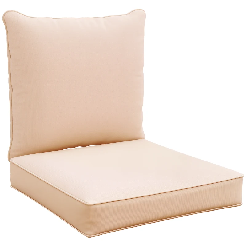 Outsunny Patio Chair Cushions, Thick Deep Seat Outdoor Seat Cushion with Back Cushion, Beige