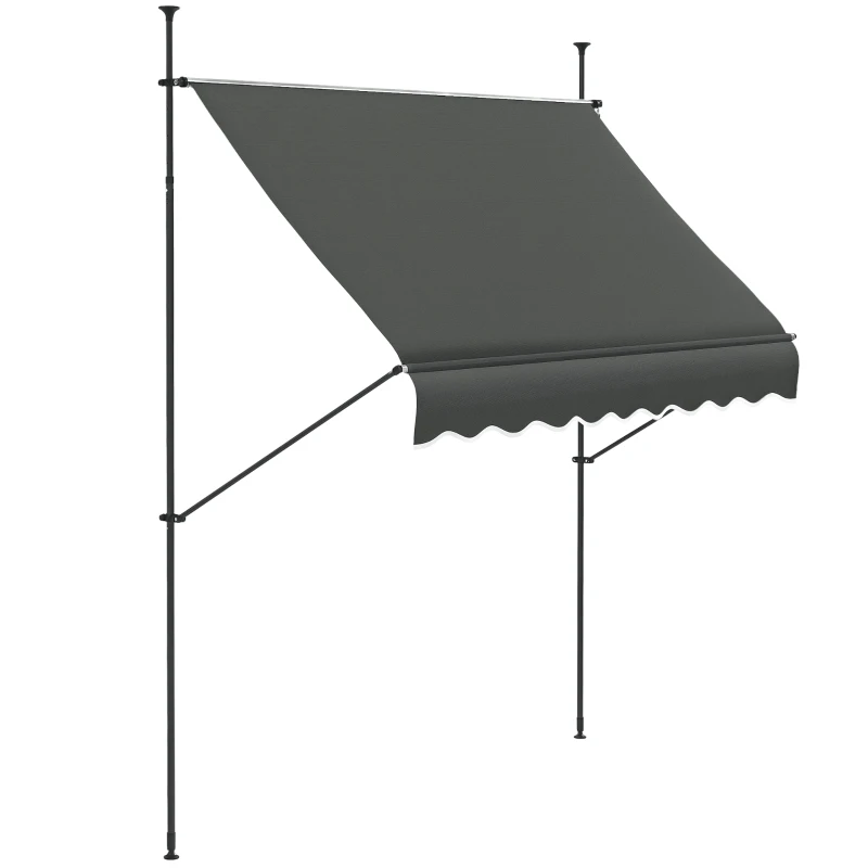 Outsunny 8' x 4' Manual Retractable Awning, Non-Screw Patio Awning, UV Resistant for Window or Door, Dark Gray