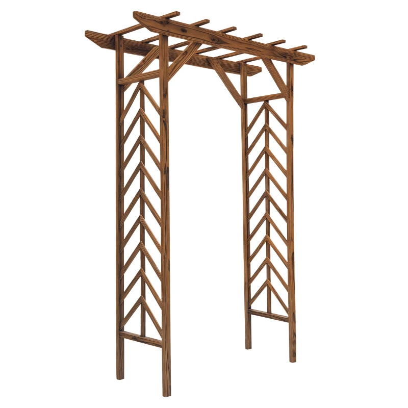Outsunny 79" Plant Trellis, Arched Garden Arbour with Pergola Style Roof, Fir Wood Frame for Climbing Vines