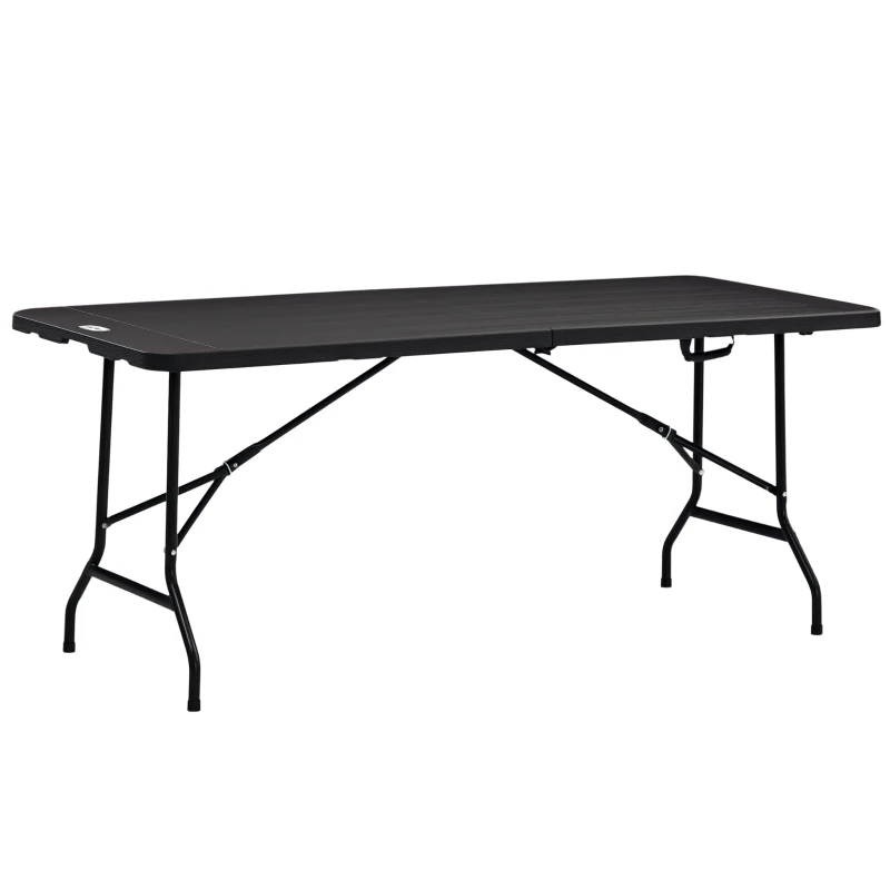 Outsunny Foldable Patio Dining Table for 6, Rectangular Outdoor Table for Garden Lawn Backyard, Dark Grey