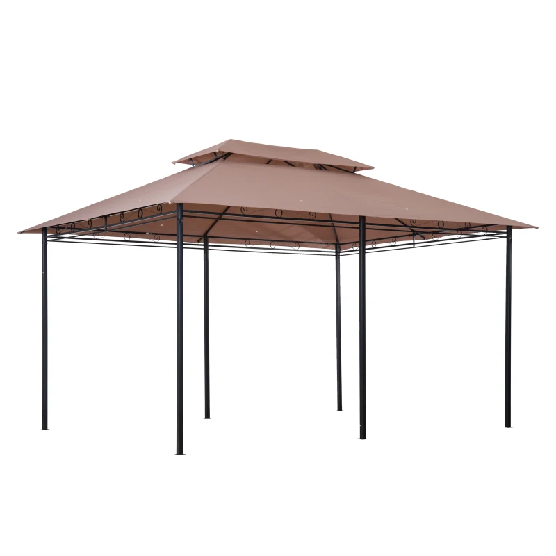 Outsunny 10' x 13' Patio Gazebo, Outdoor Gazebo Canopy Shelter with Curtains, Vented Roof, Steel Frame for Garden, Lawn, Backyard and Deck, Khaki(m-7)
