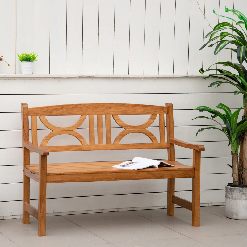 Outsunny 2-Seater Wooden Garden Bench for Yard, Lawn, Porch, Natural