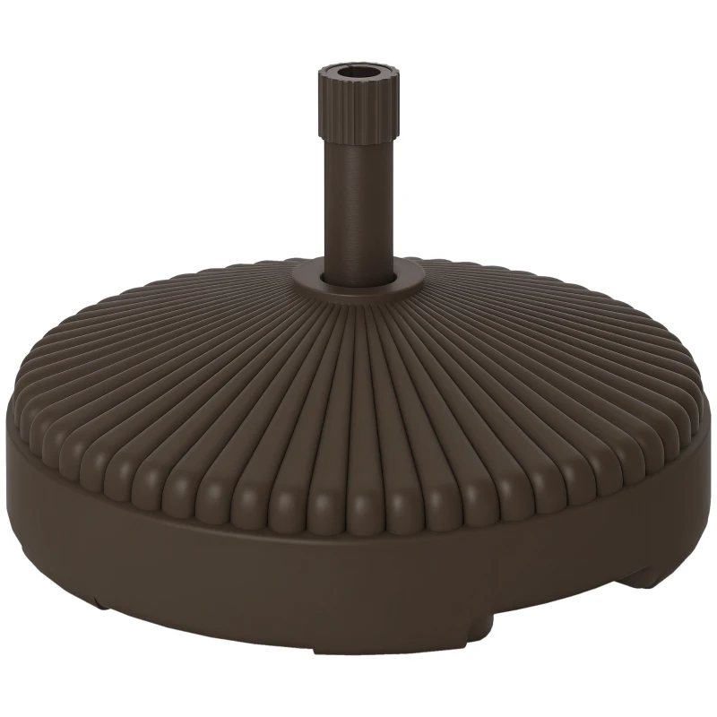 Outsunny Round Plastic Patio Umbrella Base Parasol Holder Outdoor Umbrella Stand, Filled Up to 62lbs with Stand or 51lbs with Water for Garden, Poolside, Brown