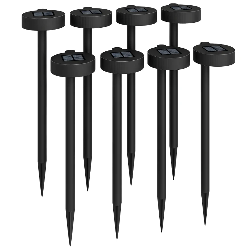 Outsunny 8 Pack Solar Garden Lights Outdoor Auto On/Off Solar Pathway Lights, IP44 for Driveway, Walkway, Yard Landscape Lighting