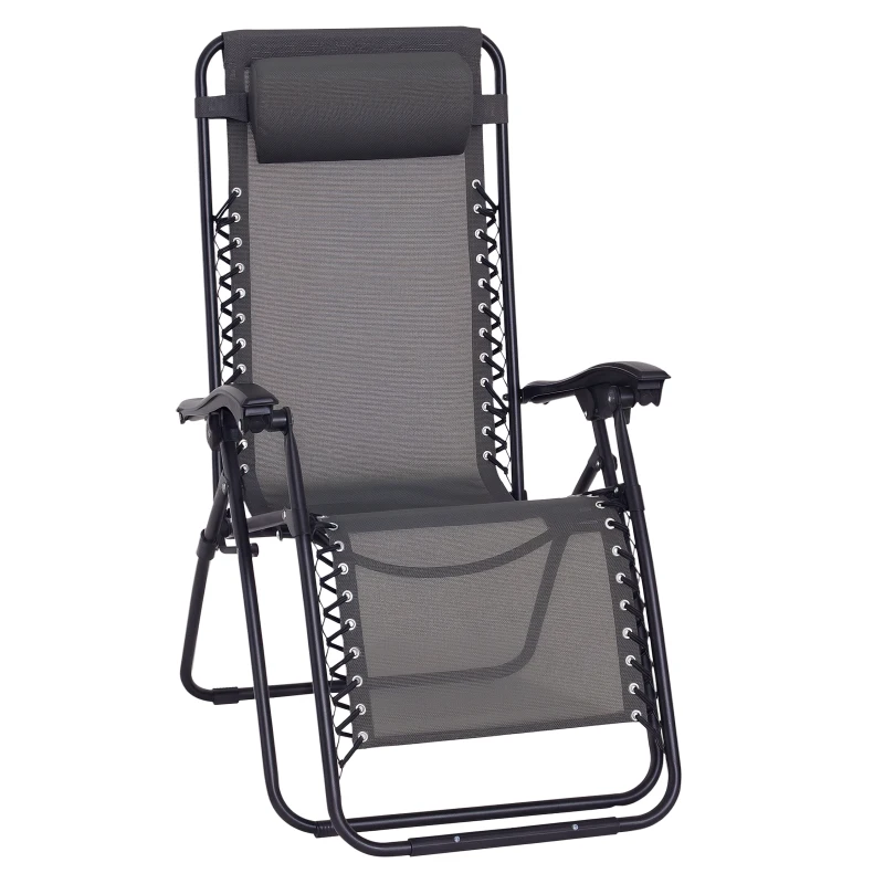 Outsunny Zero Gravity Lounger Adjustable Patio Lounge Chair Foldable Reclining Seat Outdoor Garden Portable Recliner Grey
