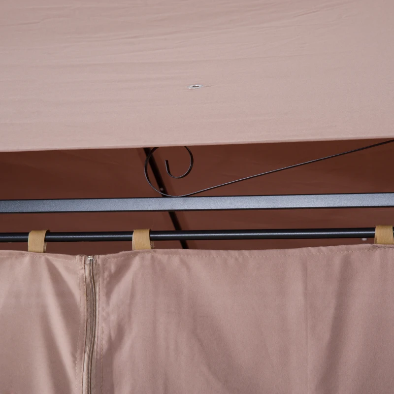 Outsunny 10' x 13' Patio Gazebo, Outdoor Gazebo Canopy Shelter with Curtains, Vented Roof, Steel Frame for Garden, Lawn, Backyard and Deck, Khaki(m-8)