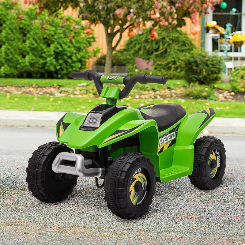 Aosom 6V Kids ATV Ride on 4-Wheeler Car, Electric Quad Toy Battery Powered Vehicle with Forward/ Reverse Switch for 18-36 Months Old Toddlers, Green