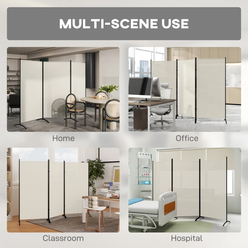 HOMCOM 6' 3 Panel Room Divider, Indoor Privacy Screen for Home, Light Gray