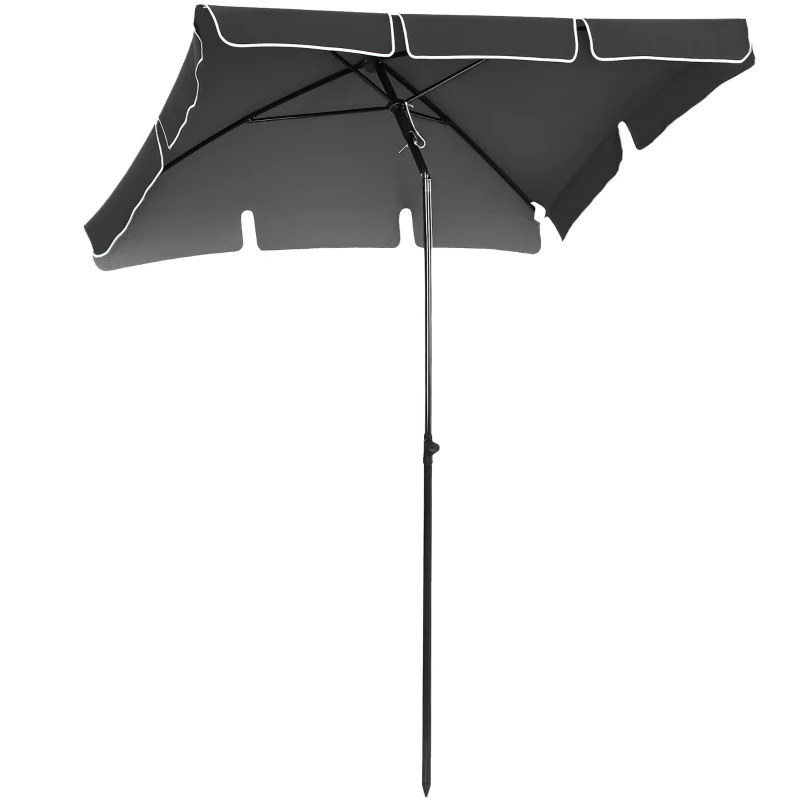 Outsunny 6.5x4ft Rectangle Patio Umbrella Aluminum Tilt Adjustable Garden Parasol Sun Shade Outdoor Canopy Grey