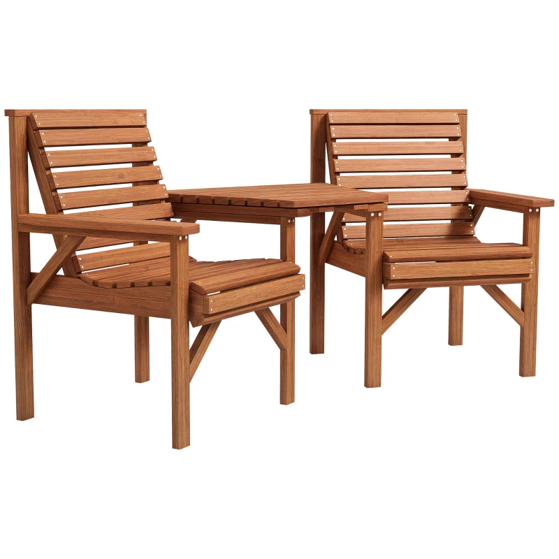 Outsunny 3Pcs Outdoor Bench Set for Backyard, Balcony, Tan Brown