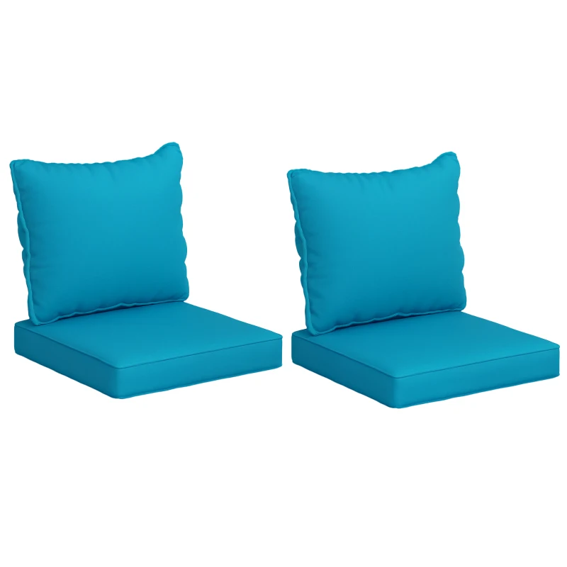 Outsunny 4-Piece Seat Cushion Pillows Replacement, Patio Chair Cushions Set with Back for Indoor Outdoor, Turquoise