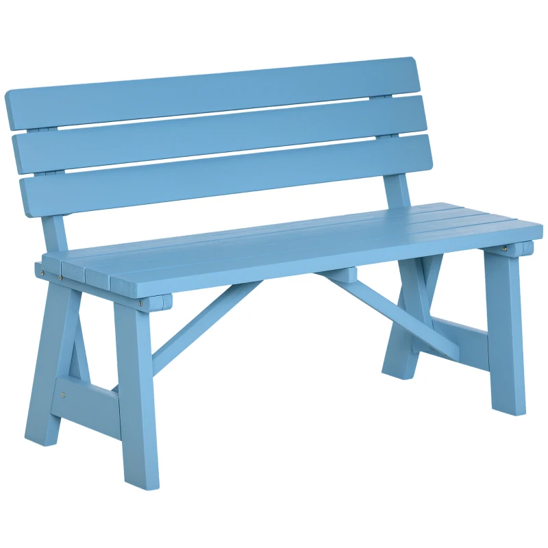 Outsunny Wooden Garden Bench for Outdoor, 2-person Patio Bench, Loveseat Furniture for Lawn, Deck, Yard, Porch and Entryway, Blue