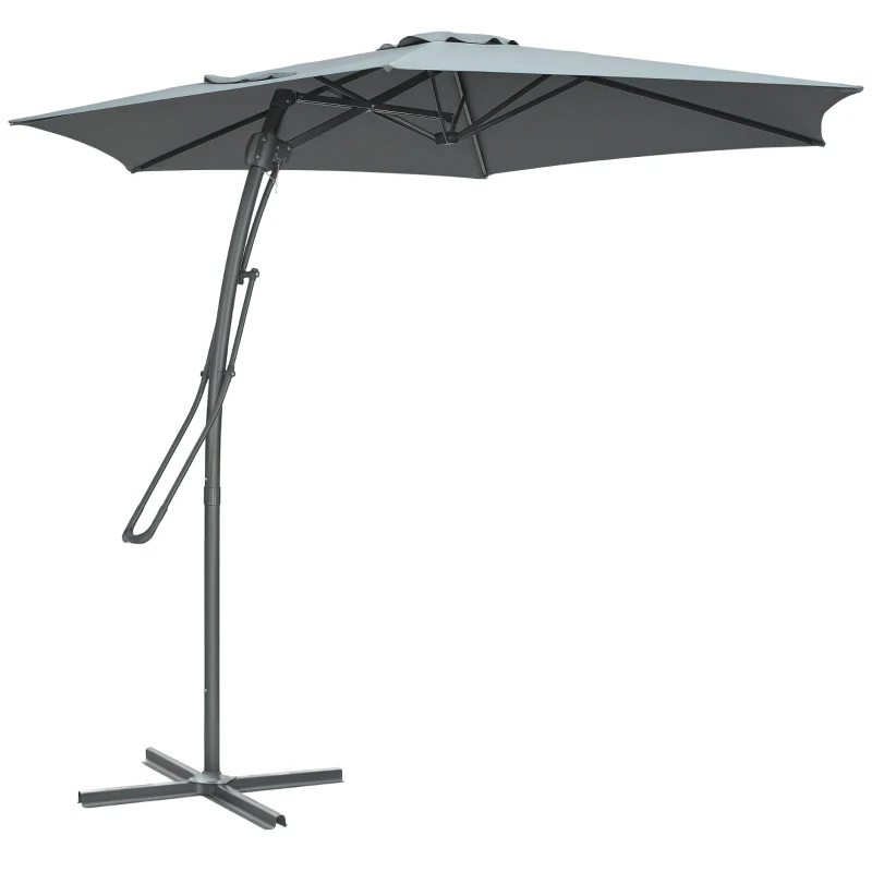 Outsunny 10ft Cantilever Patio Umbrella Offset Parasol with Crank Handle, Cross Base for Garden, Deck, Dark Grey
