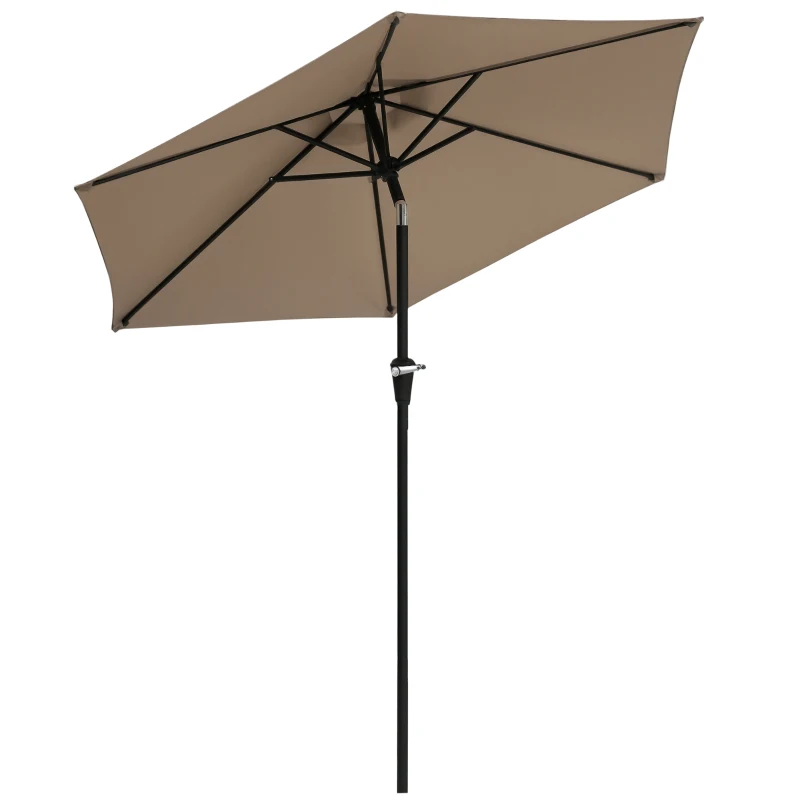 Outsunny Patio Sun Umbrella, Outdoor Parasol with 6 Ribs, Khaki