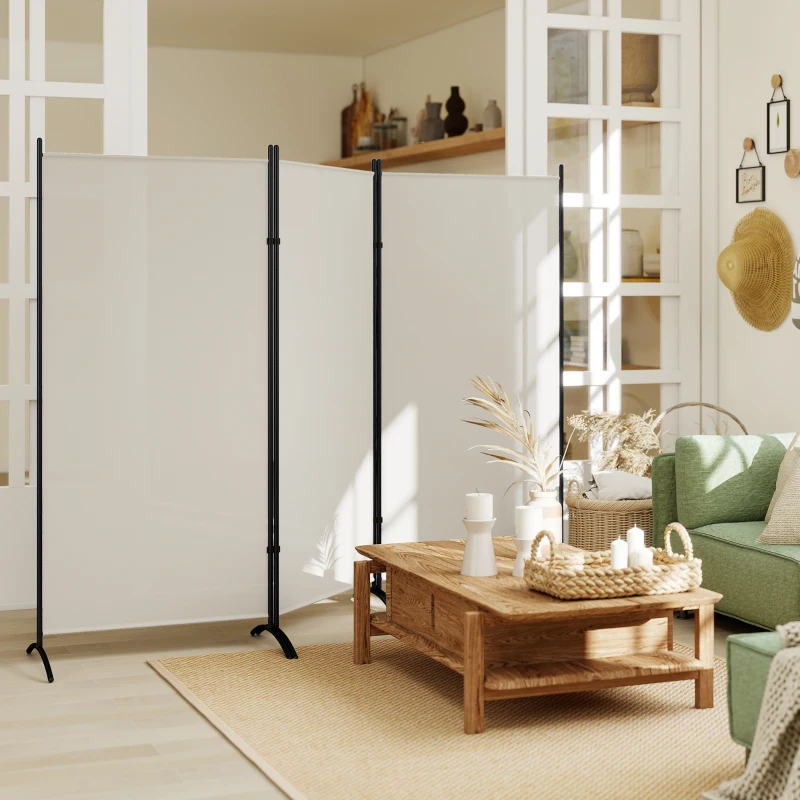 HOMCOM 6' 3 Panel Room Divider, Indoor Privacy Screen for Home, Light Gray