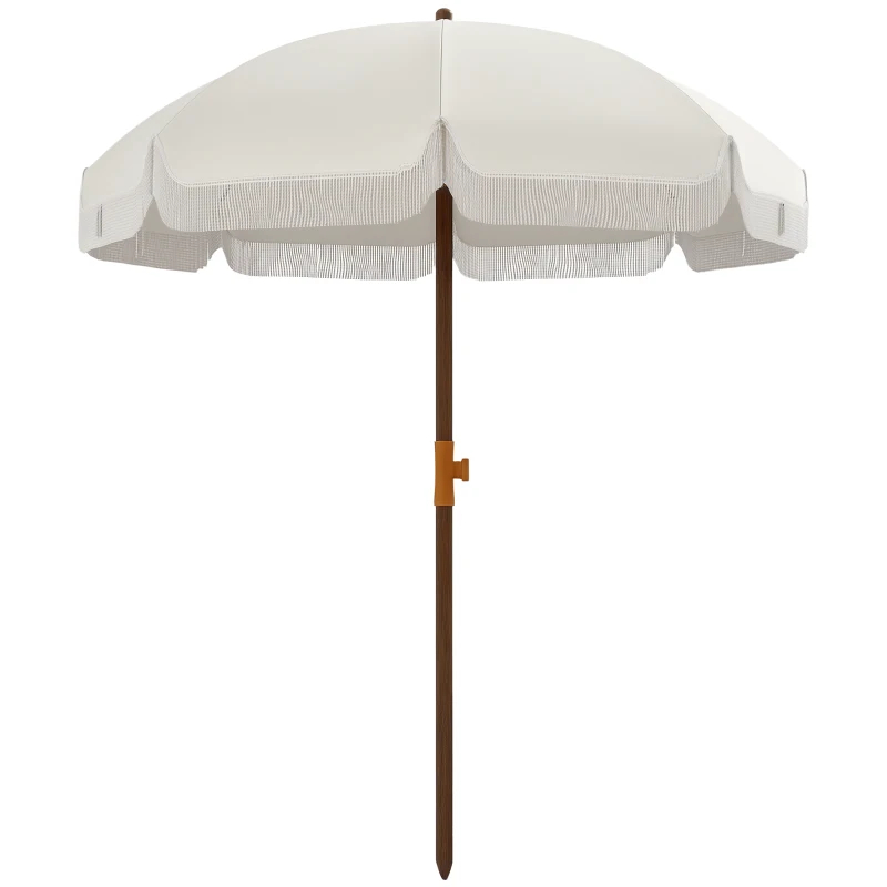 Outsunny 6.2' Beach Umbrella for Travel, Vent, Ruffles, Carry Bag, Portable Outdoor Umbrella for Garden, Light Gray