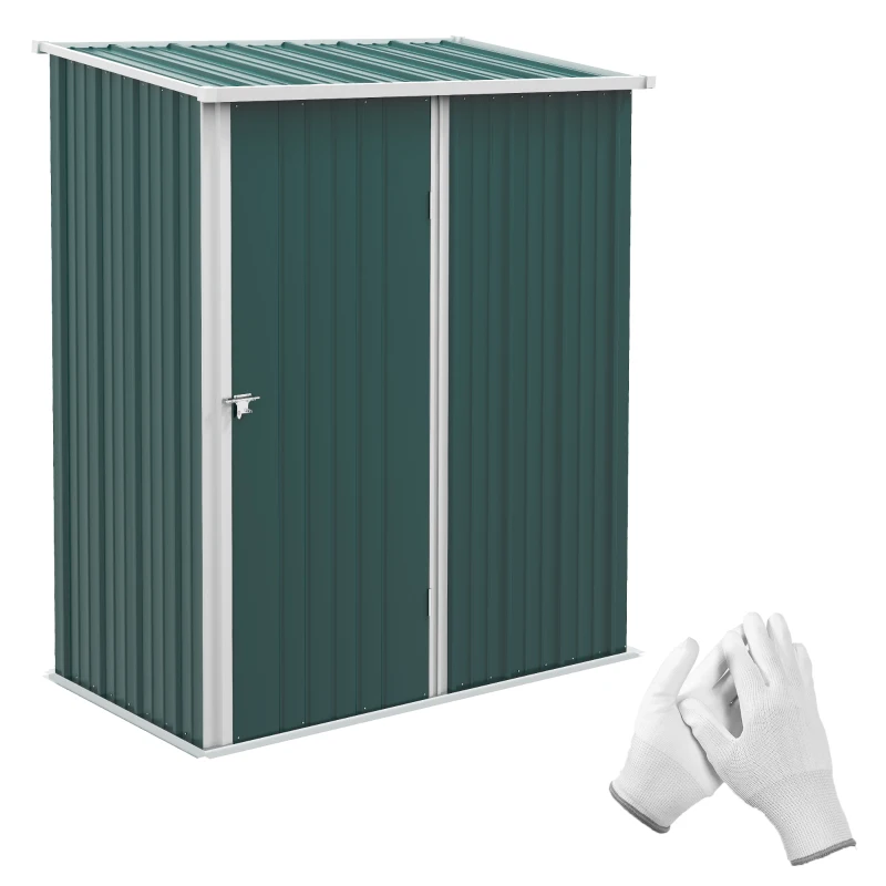 Outsunny 5' x 3' Outdoor Storage Shed, Steel Garden Shed with Single Lockable Door, Tool Storage Shed for Backyard, Green