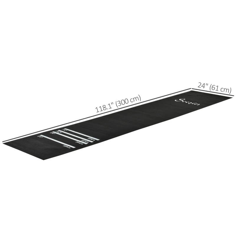 Soozier 9.8 x 2 ft Professional Rubber Dart Mat with 4 Throwing Distances for Pub Club Home, Black