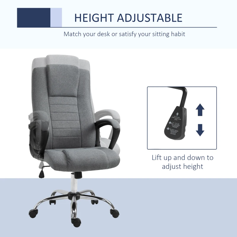 Vinsetto High Back Office Chair, Height Adjustable Computer Desk Chair with Swivel Wheels and Tilt Function, Dark Grey