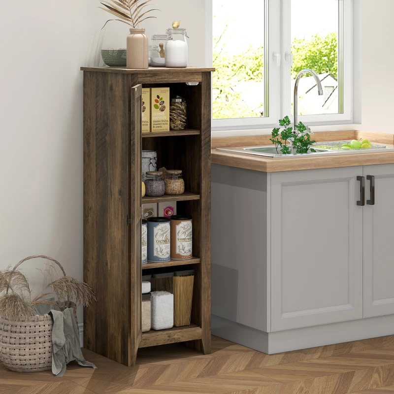 HOMCOM 48" Farmhouse Kitchen Pantry Storage Cabinet with Barn Door, Kitchen Pantry Cabinet with Adjustable Shelves, Brown