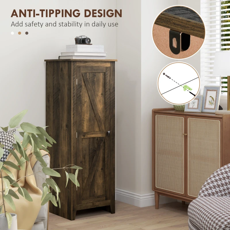 HOMCOM 48" Farmhouse Kitchen Pantry Storage Cabinet with Barn Door, Kitchen Pantry Cabinet with Adjustable Shelves, Brown