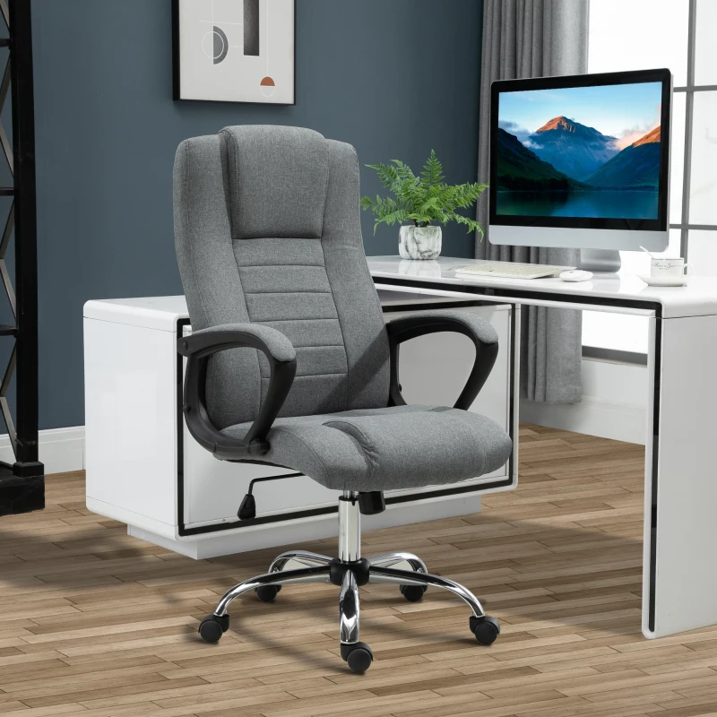 Vinsetto High Back Office Chair, Height Adjustable Computer Desk Chair with Swivel Wheels and Tilt Function, Dark Grey