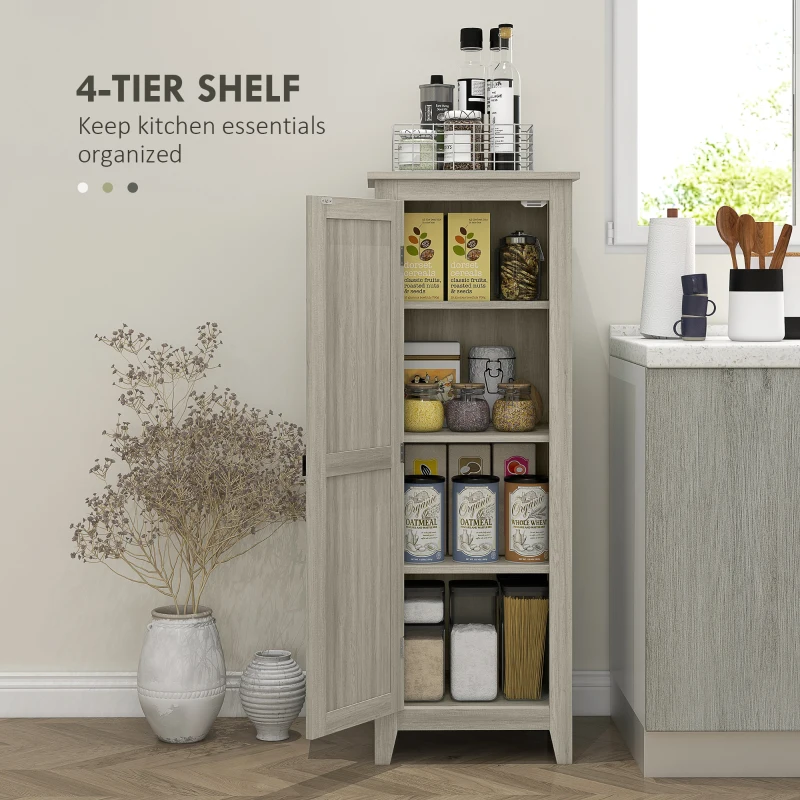 HOMCOM 48" Kitchen Pantry Storage Cabinet w/ Barn Door, Kitchen Pantry Cabinet w/ Adjustable Shelves, Grey Wood Grain