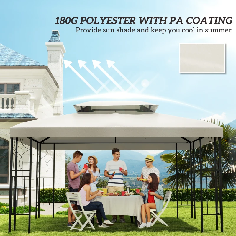 Outsunny Gazebo Replacement Canopy for Model 84C-101, 2-Tier Top Cover for 10' x 13' Gazebo, Charcoal (TOP ONLY)