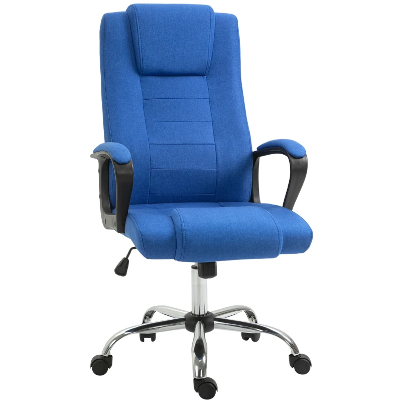 Vinsetto High Back Office Chair, Height Adjustable Computer Desk Chair with Swivel Wheels and Tilt Function, Blue