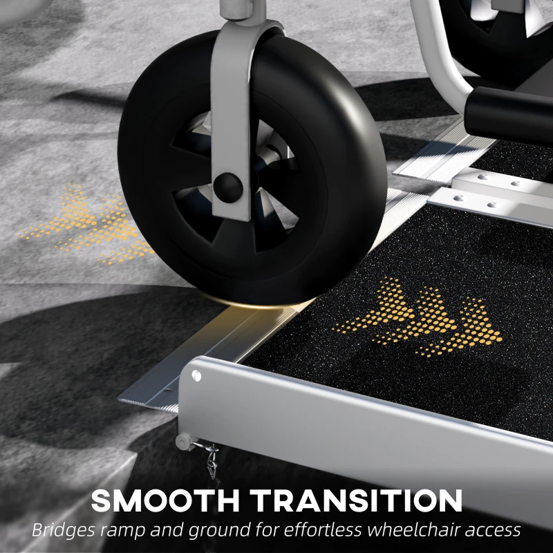 HOMCOM 4ft Wheelchair Ramp Scooter Mobility Non-Skid Layering Portable Foldable Aluminum