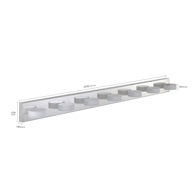 52" Modern 7-Light LED Vanity Light Fixture with Acrylic Shades, Dimmable Bathroom Wall Sconce, 52" L x 5" W x 4.5" H, Chrome
