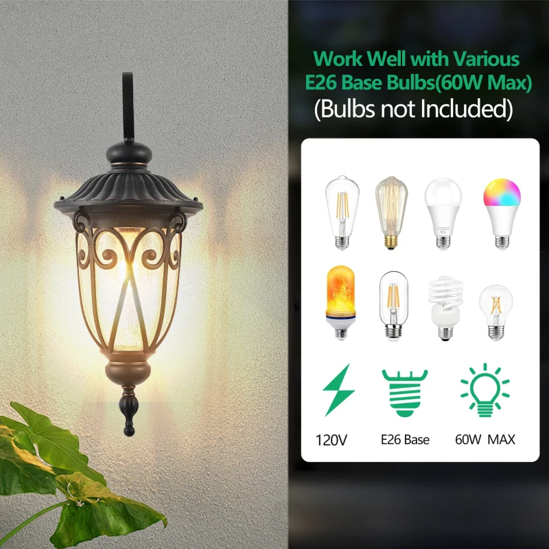 Classic Outdoor Wall Lantern with Bubble Glass, Vintage Wall Sconce, Weatherproof Exterior Light Fixture for Porch, 9.5" L x 12" W x 23" H, Black