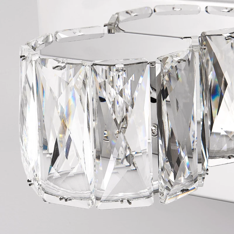 Modern 6-Light LED Wall Sconce with Clear Crystal Shades, Built-In LED Lighting, Elegant Bathroom Vanity Light, 41" L x 4.5" W x 4.5" H, Silver