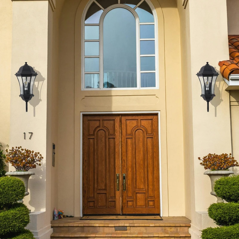 27" Outdoor Wall Lantern with Dusk to Dawn Sensor, Weatherproof Vintage Wall Sconce, Ideal for Porch, Patio, 12.5" L x 14" W x 27" H, Black